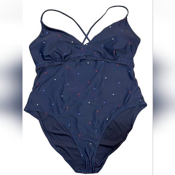 Old Navy Red Blue White Stars One Piece Swimsuit - Size 3X NWT - Picture 1 of 7